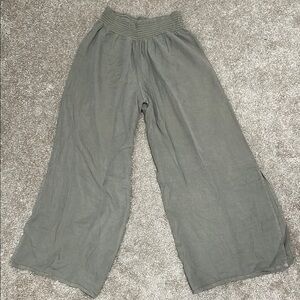 Gray split Wide-Leg Pants